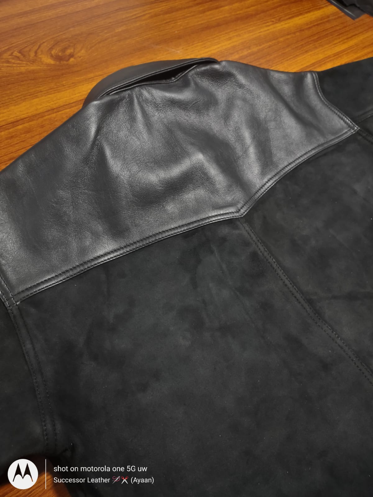 LEATHER SUEDE SHIRT WITH LAMB LEATHER CONTRAST.