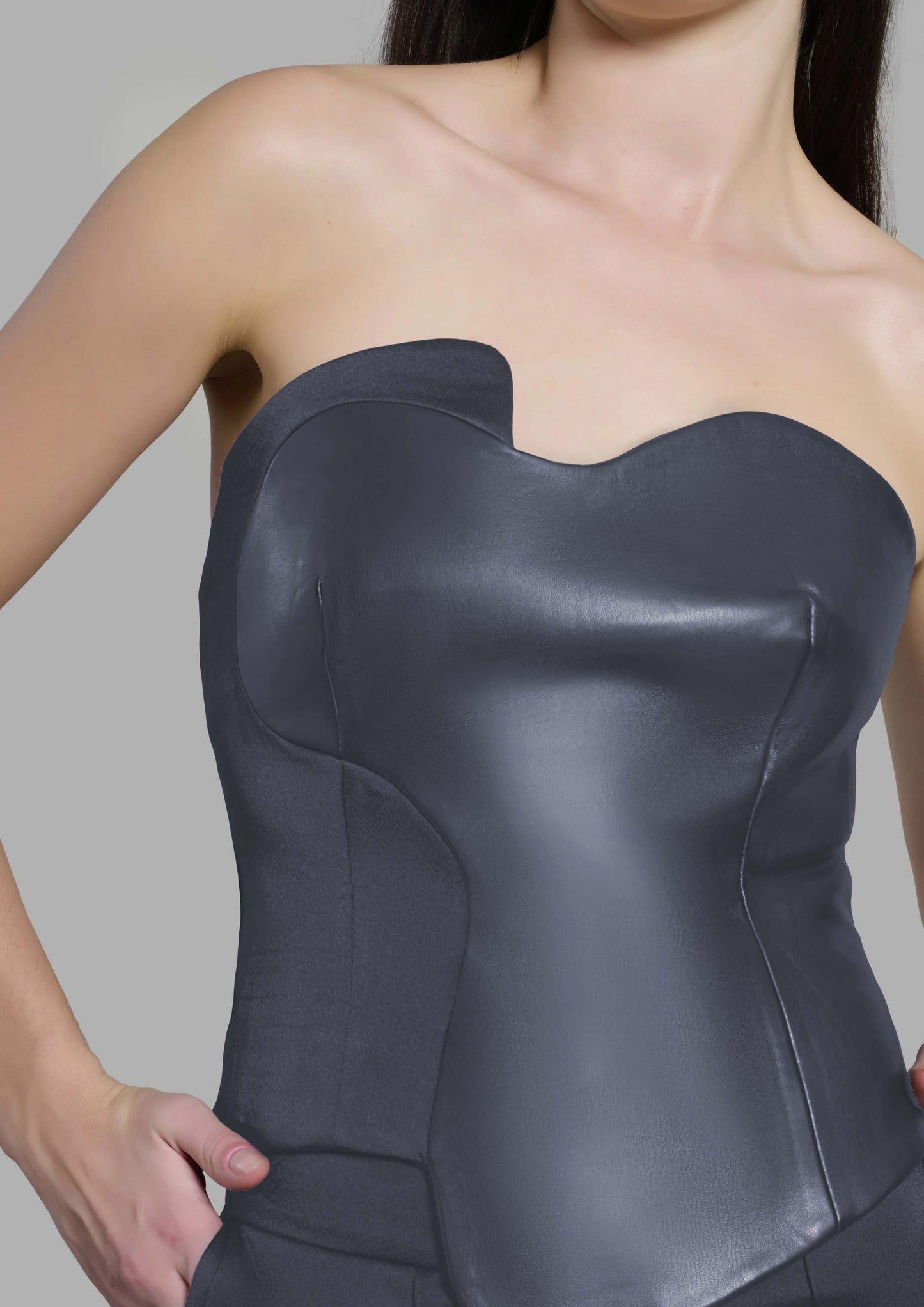 Women Black Leather Corset with back Adjustable