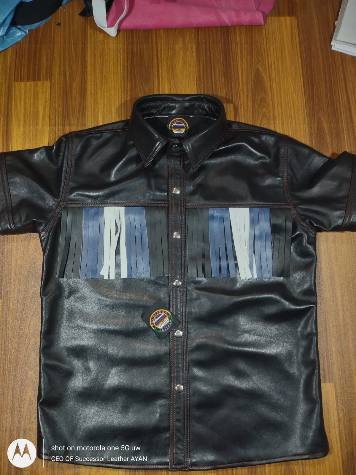 SUCCESSOR LEATHER BLACK SHIRT WITH LEATHER PRIDE FRAGILE.
