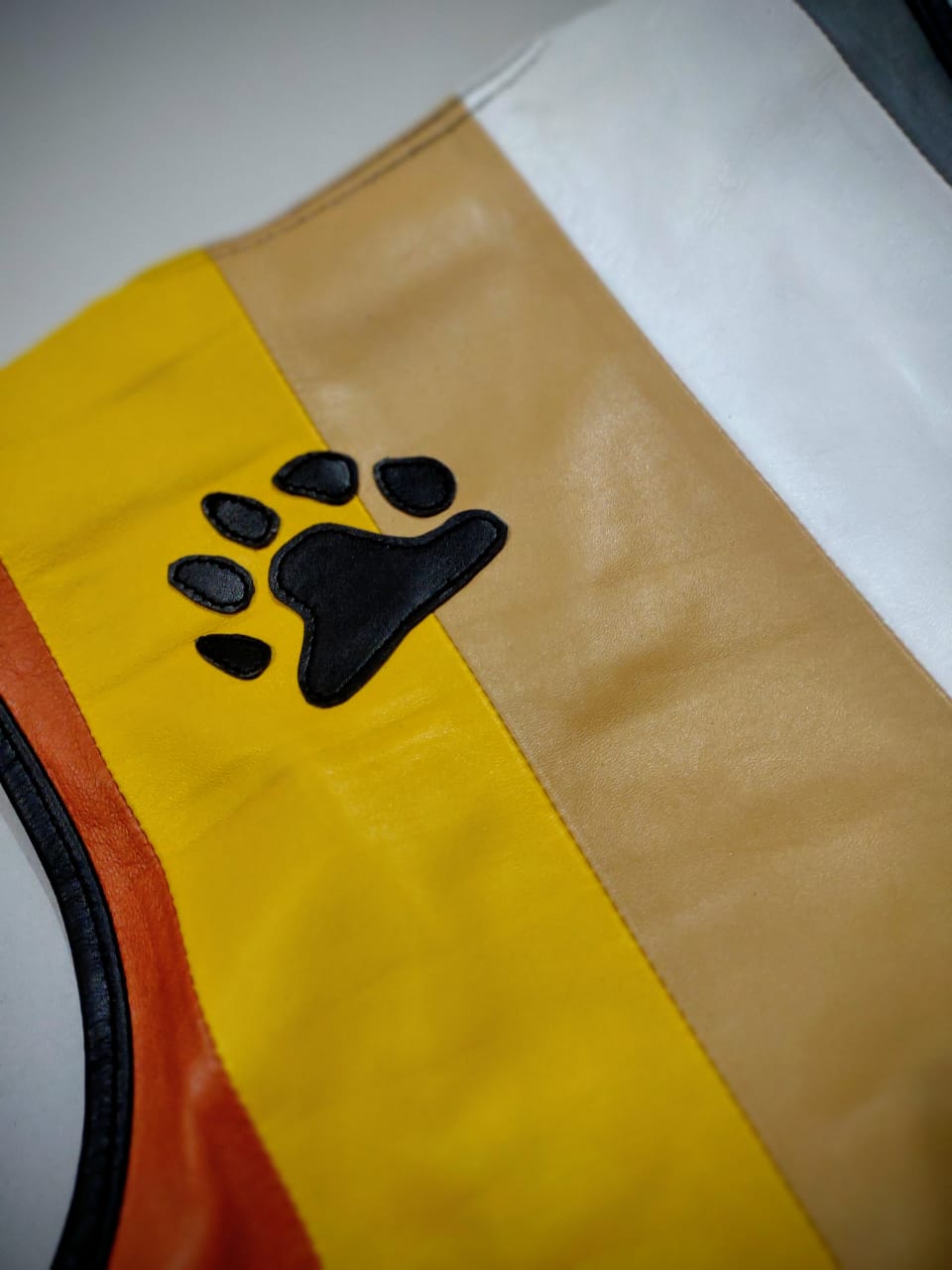 LEATHER BAR VEST WITH BEAR FLAG