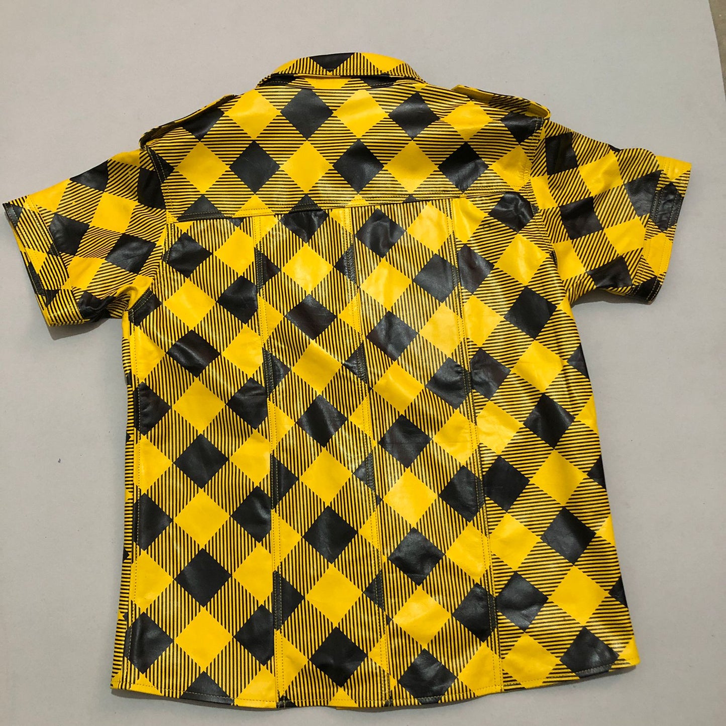 Yellow Fannel Cow Leather Shirt