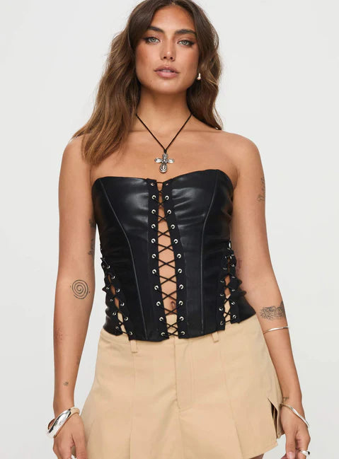 Women Leather Lasses Corset
