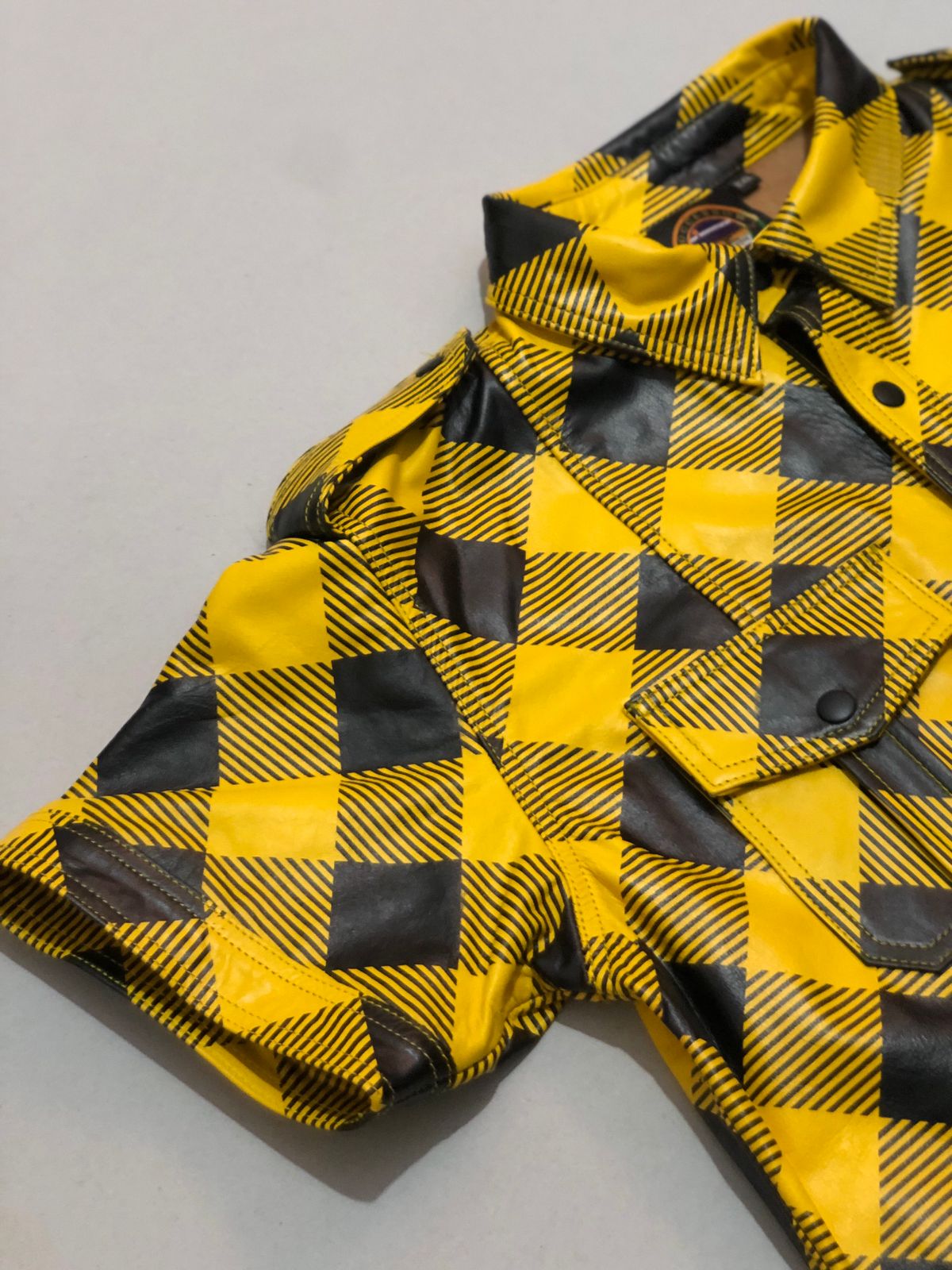 Yellow Fannel Cow Leather Shirt