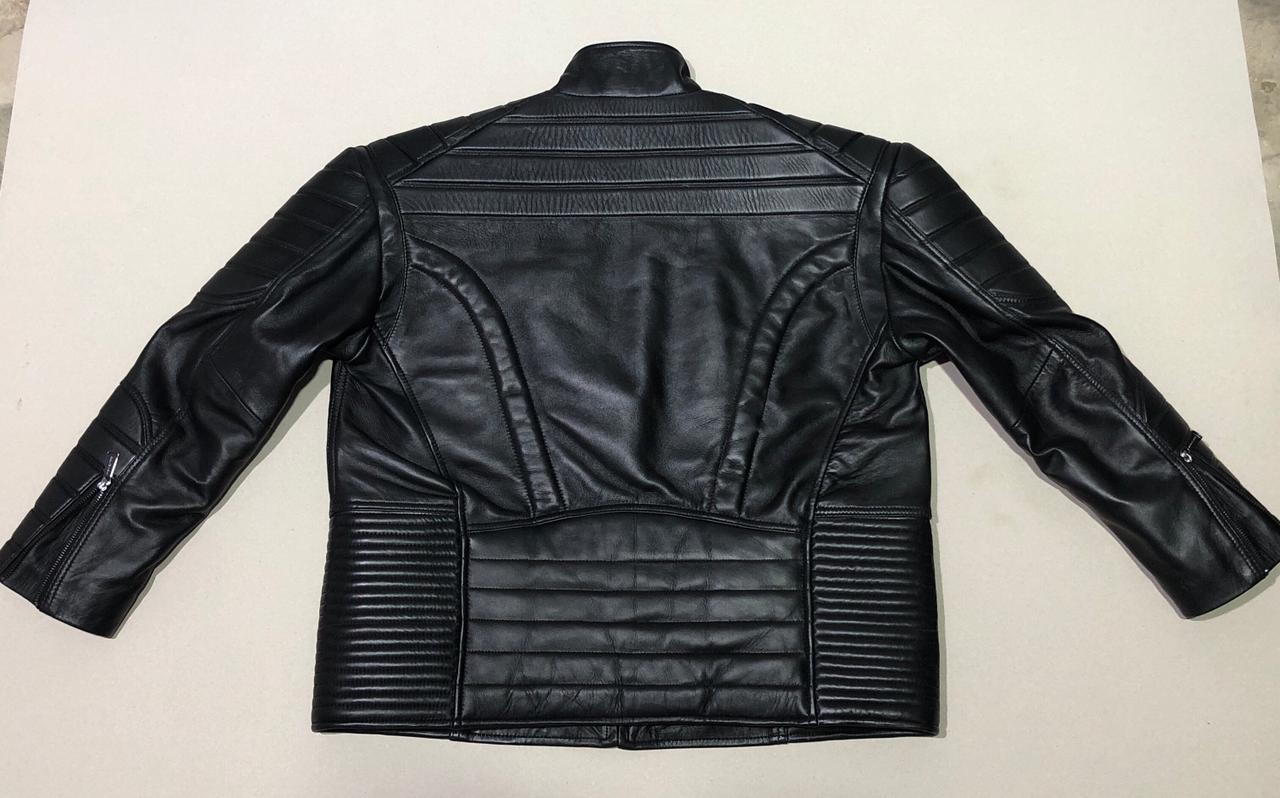 SUCESSOR LEATHER BLACK LAMB LEATHER MOTOR BIKER JACKET