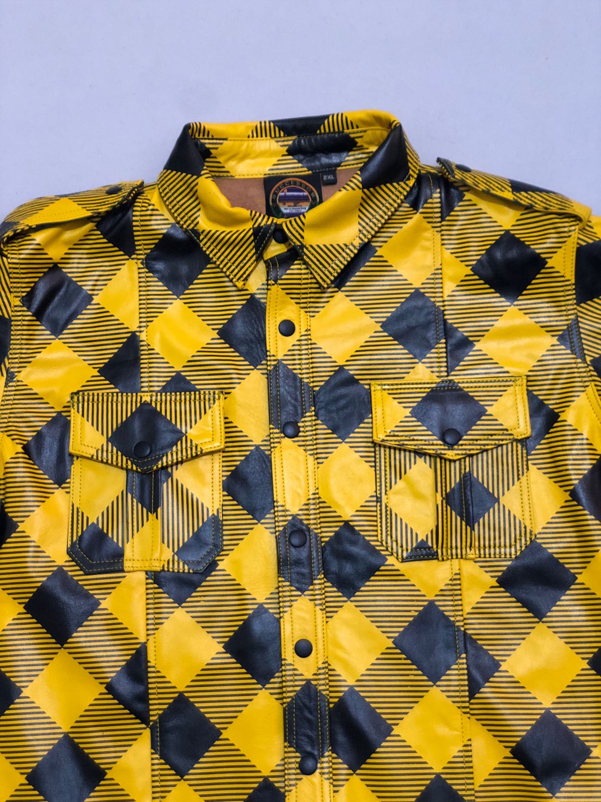 Yellow Fannel Cow Leather Shirt