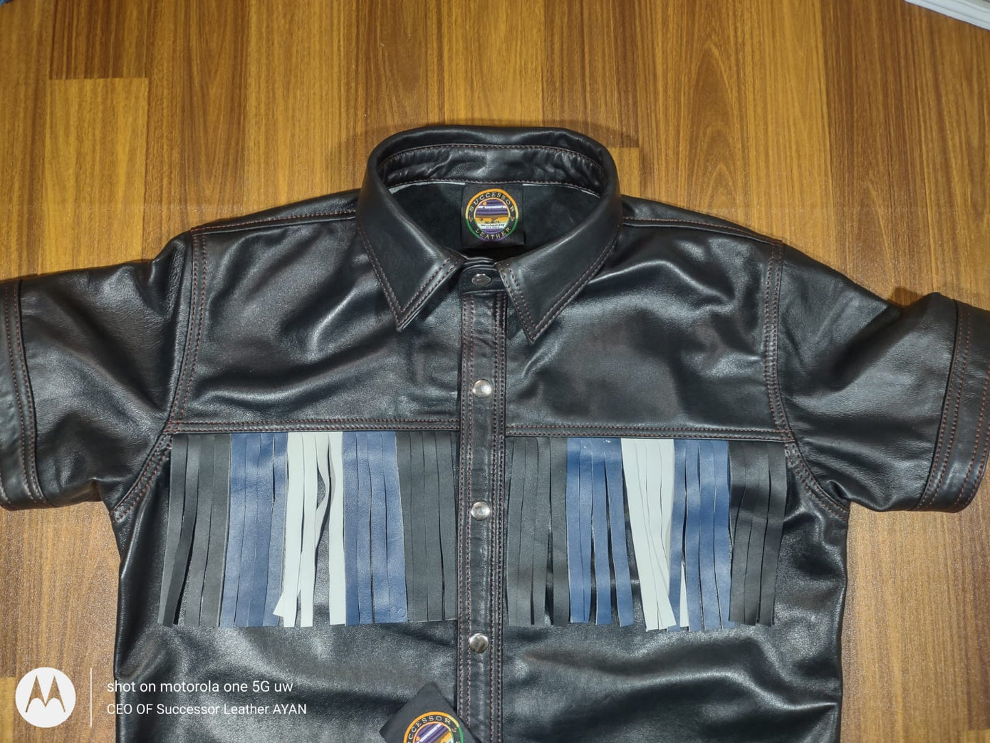 SUCCESSOR LEATHER BLACK SHIRT WITH LEATHER PRIDE FRAGILE.