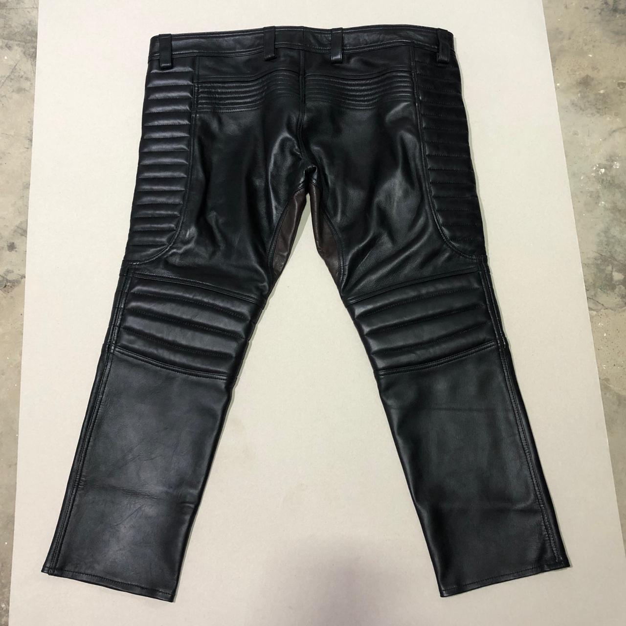 SUCCESSOR LEATHER BLACK LAMB LEATHER MOTOR BIKER PANT