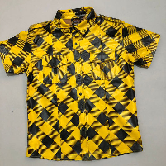 Yellow Fannel Cow Leather Shirt