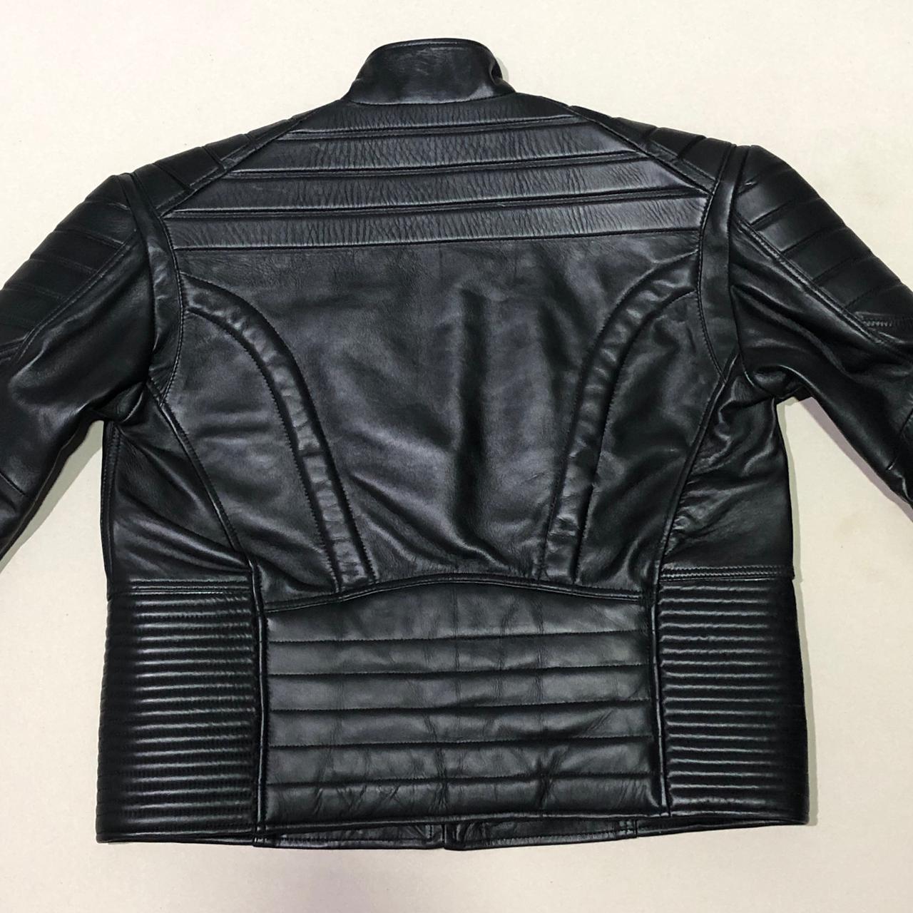 SUCESSOR LEATHER BLACK LAMB LEATHER MOTOR BIKER JACKET