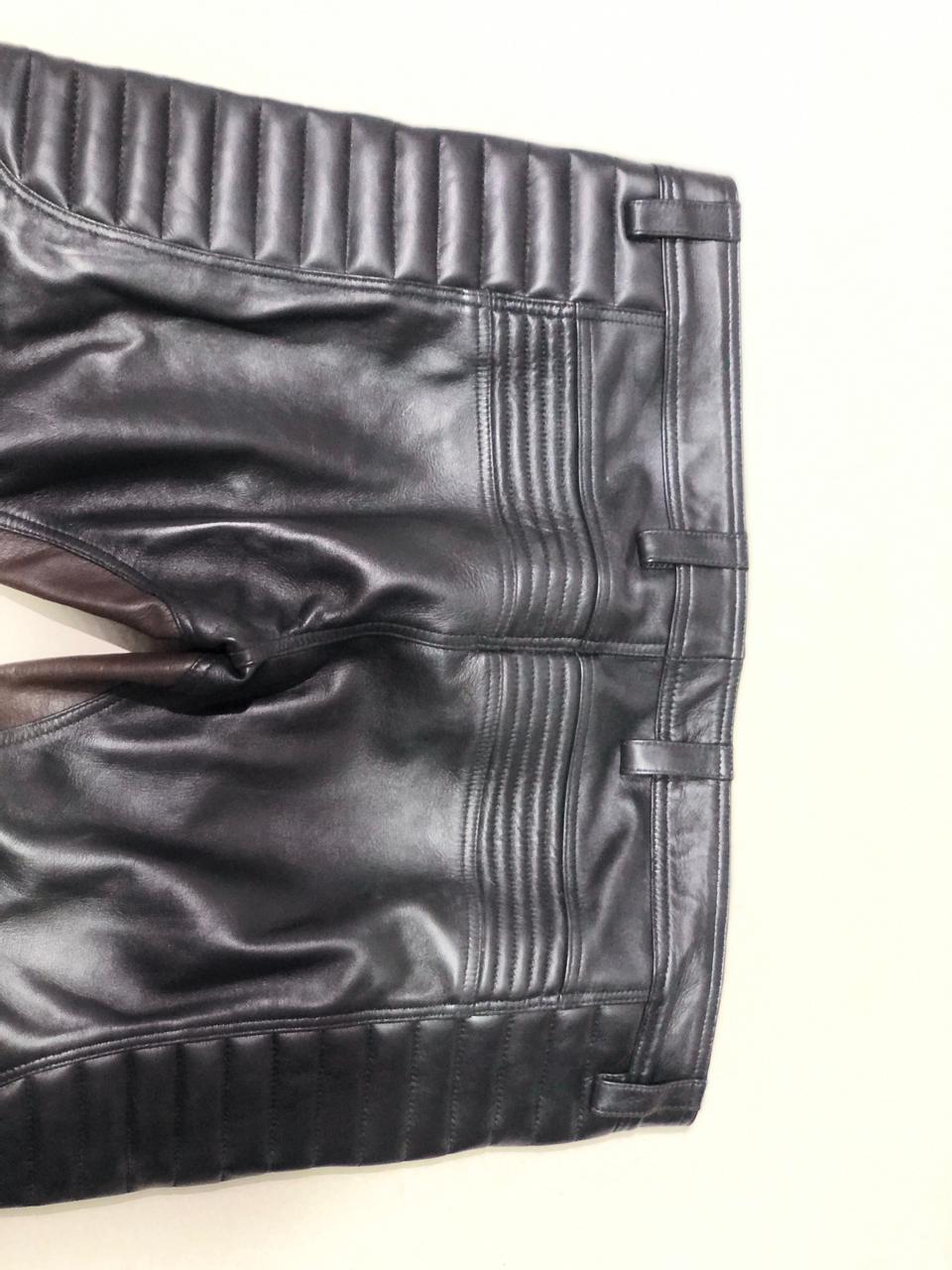 SUCCESSOR LEATHER BLACK LAMB LEATHER MOTOR BIKER PANT