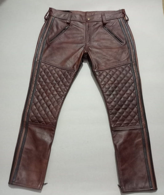 COW LEATHER PANT IN DOUBLE SHADE AND QUILTED