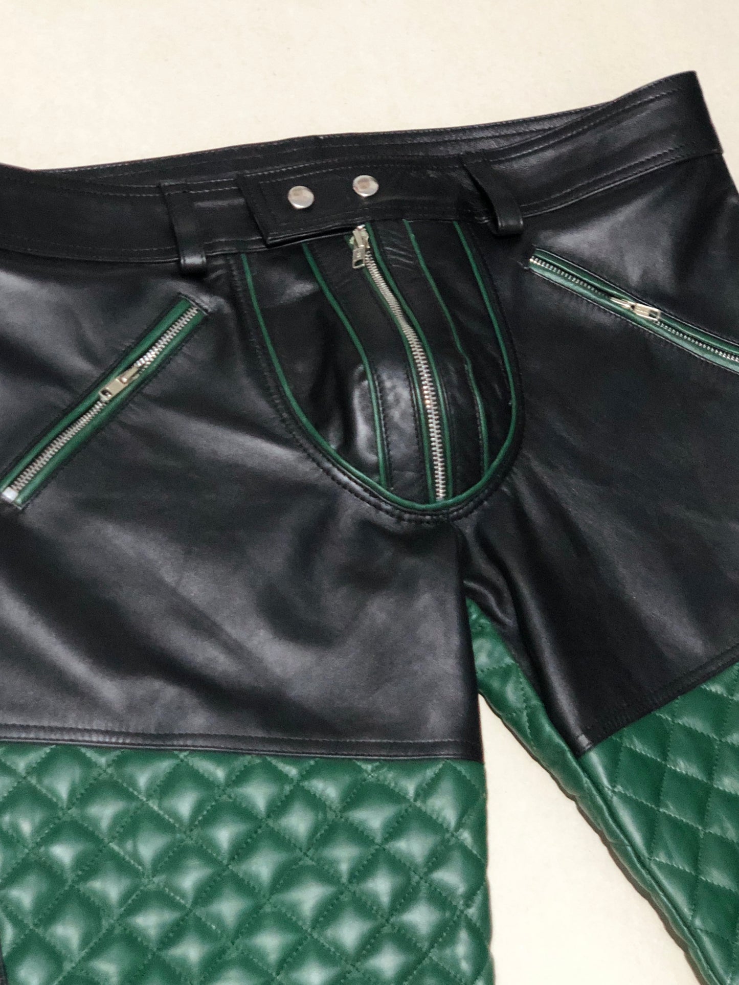 Successor Leather Quilted Pant with pouch and zip pockets