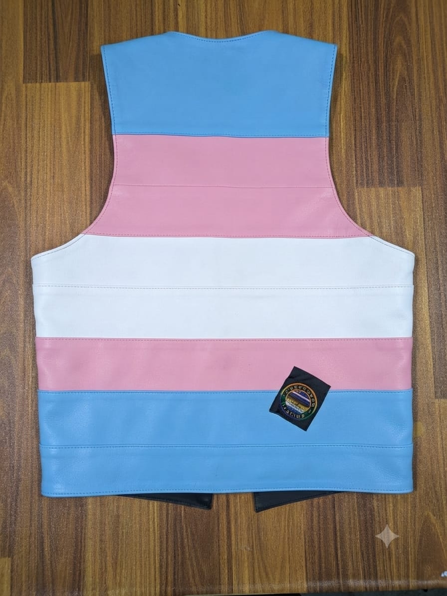LEATHER VEST WITH PRIDE FLAG