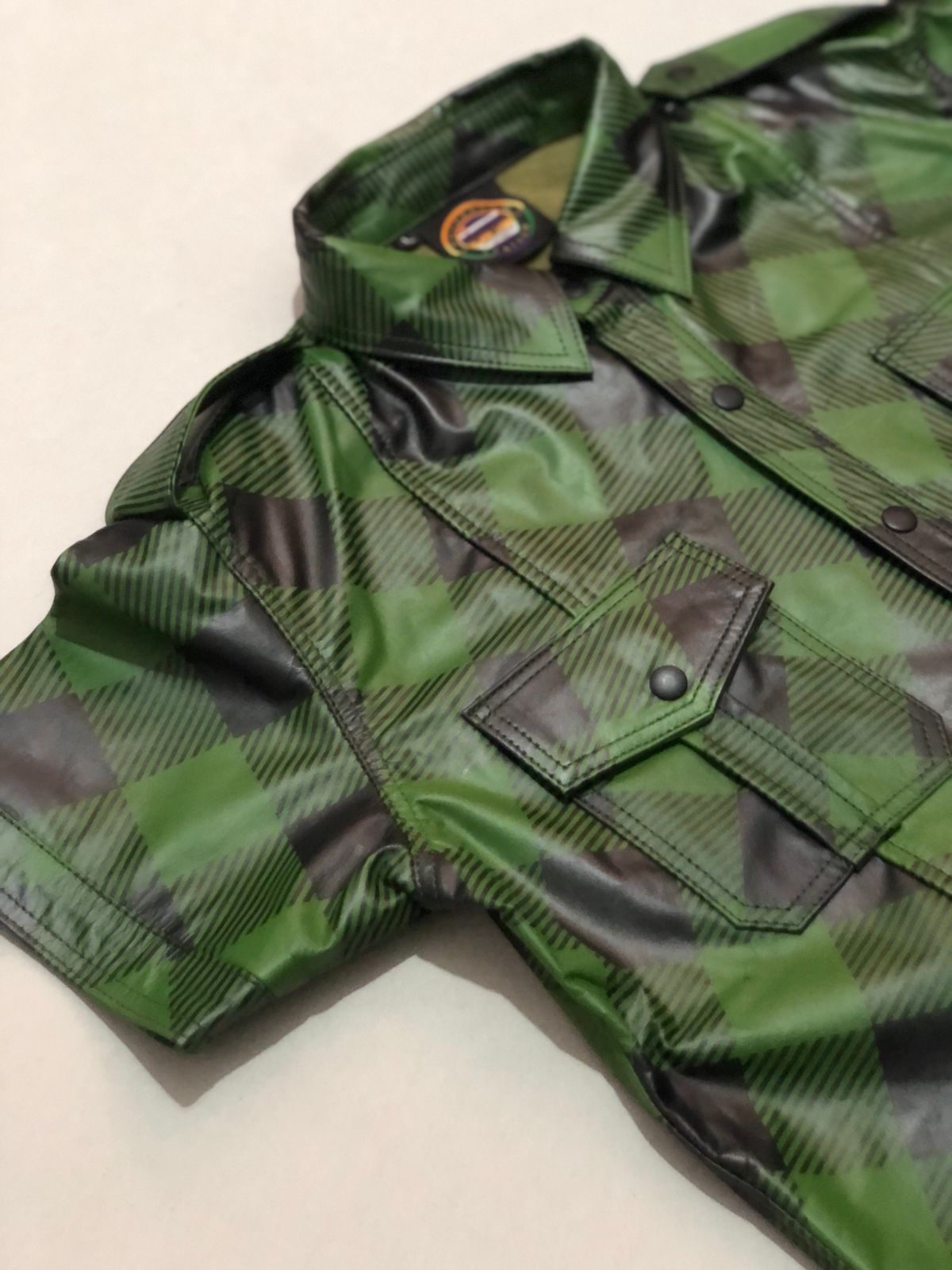 Green Fannel Cow Leather Shirt