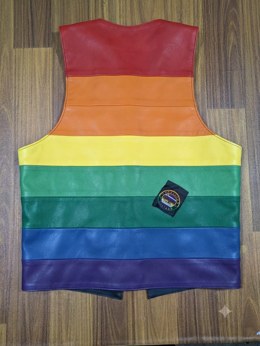 LEATHER VEST WITH PRIDE FLAG
