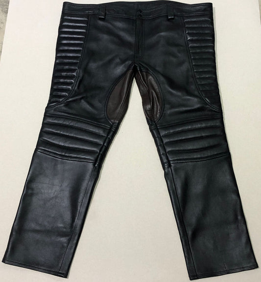 SUCCESSOR LEATHER BLACK LAMB LEATHER MOTOR BIKER PANT