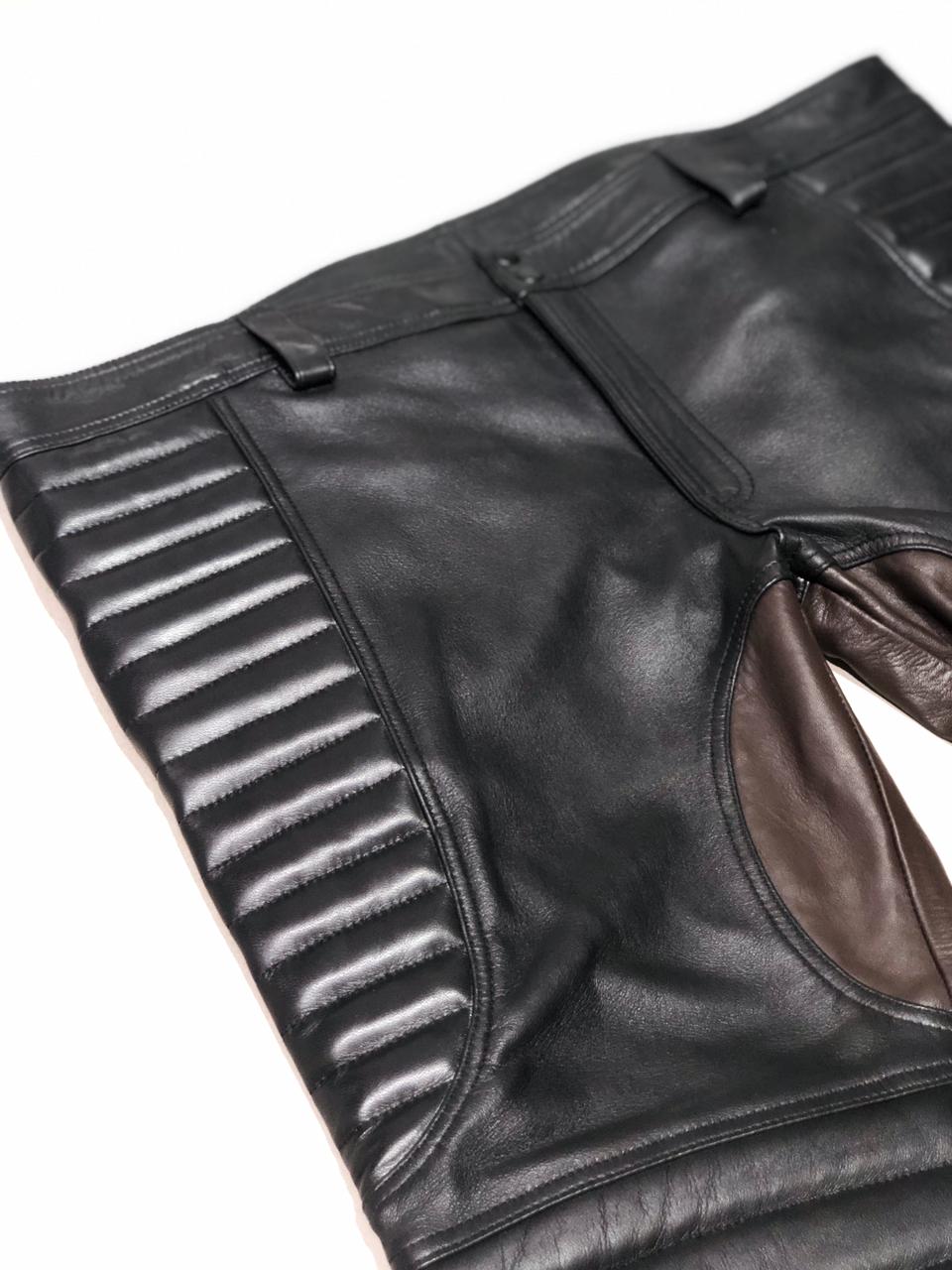 SUCCESSOR LEATHER BLACK LAMB LEATHER MOTOR BIKER PANT
