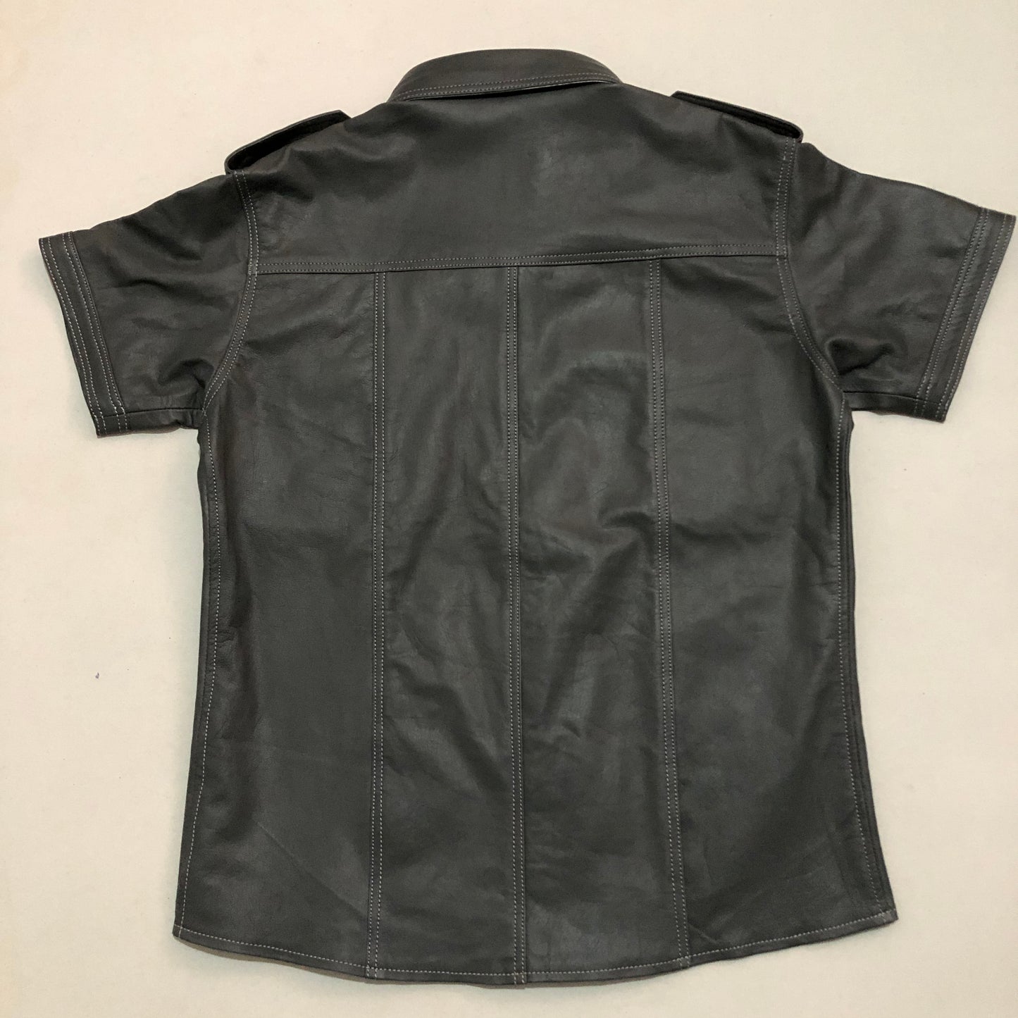 Gray Lamb Leather Police Shirt