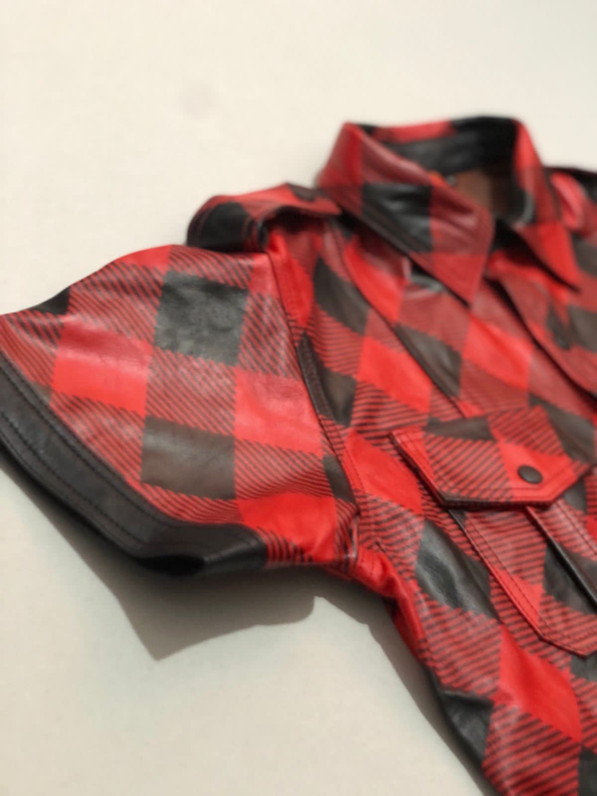 Red Fannel Cow Leather Shirt