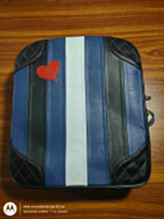 LEATHER SMALL SIZE BACKPACK WITH PRIDE FLAG AND QUILTED CORNERS