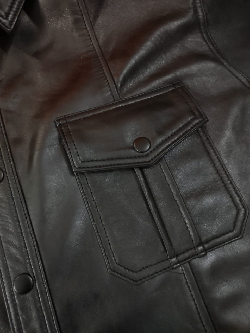 LEATHER BLACK SHIRT IN LAMBSKIN