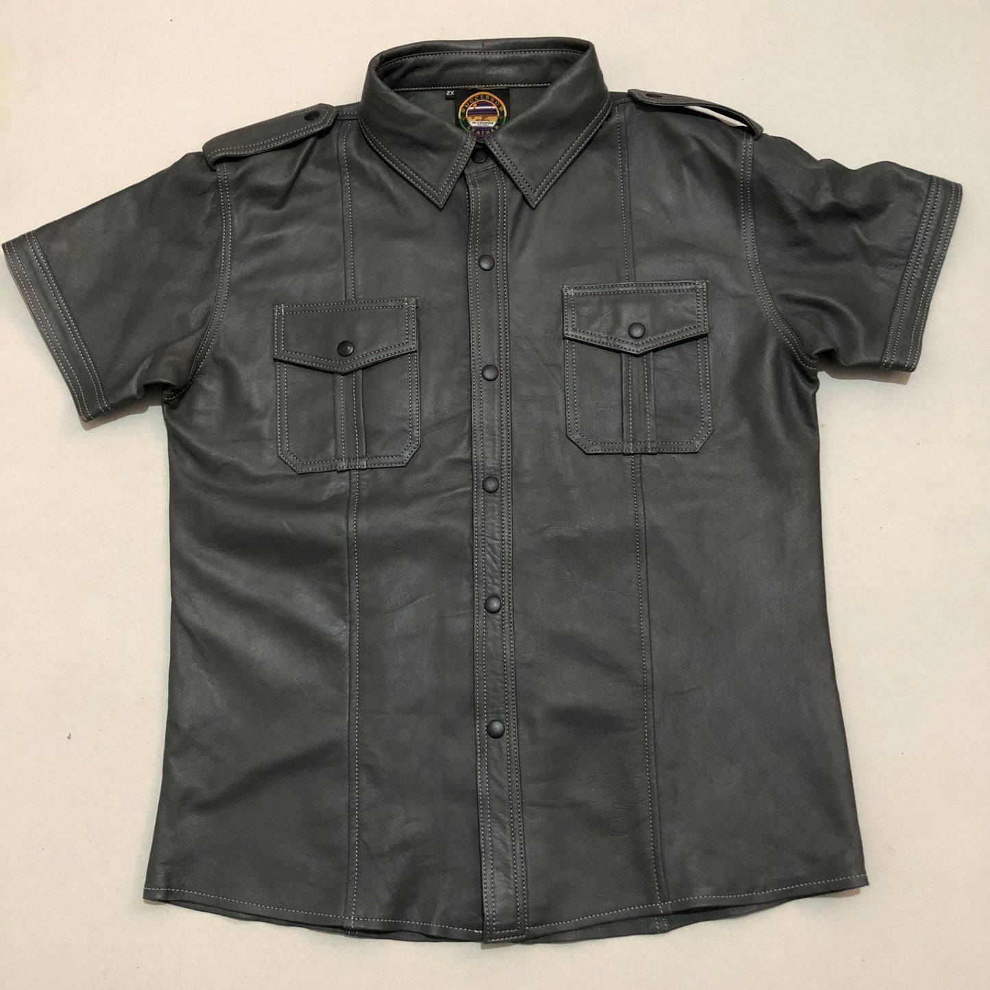 Gray Lamb Leather Police Shirt