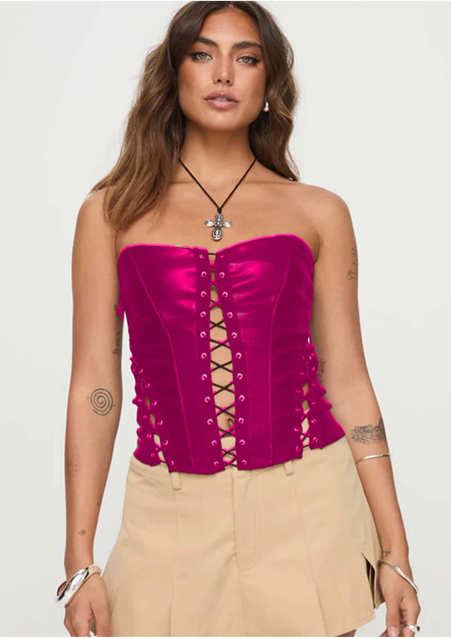 Women Leather Lasses Corset