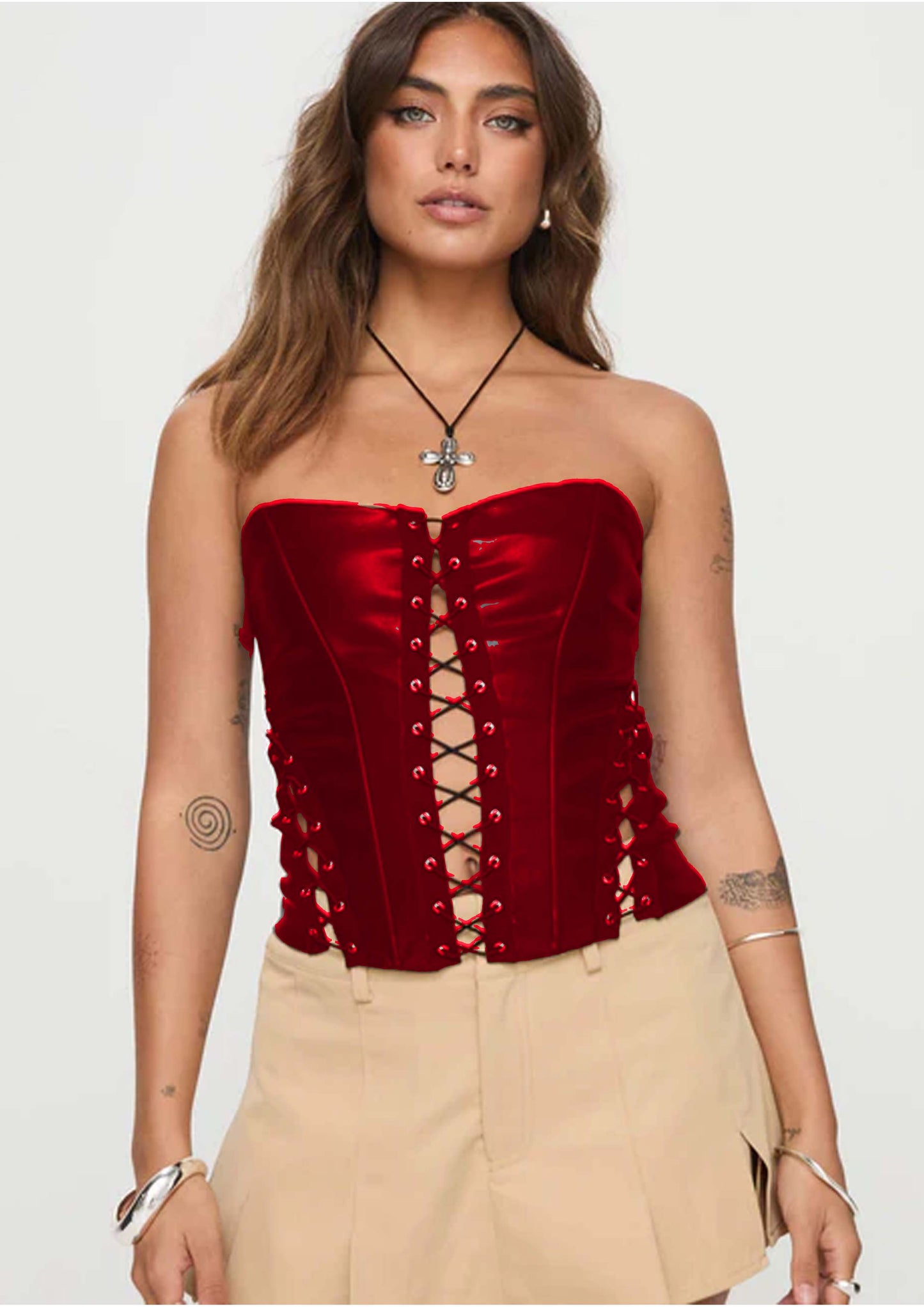Women Leather Lasses Corset