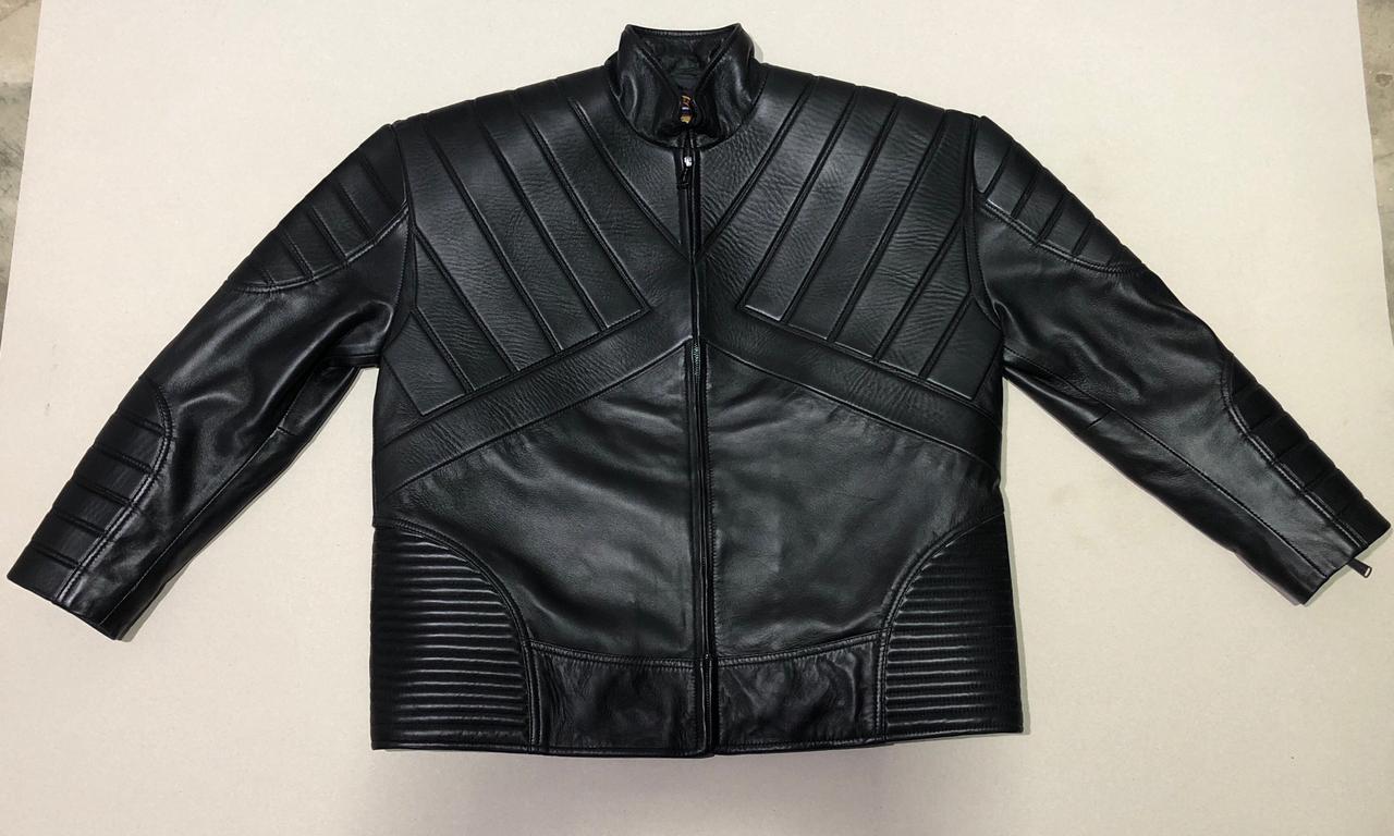 SUCESSOR LEATHER BLACK LAMB LEATHER MOTOR BIKER JACKET