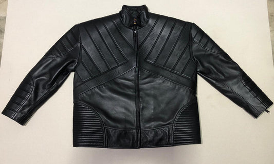 SUCESSOR LEATHER BLACK LAMB LEATHER MOTOR BIKER JACKET
