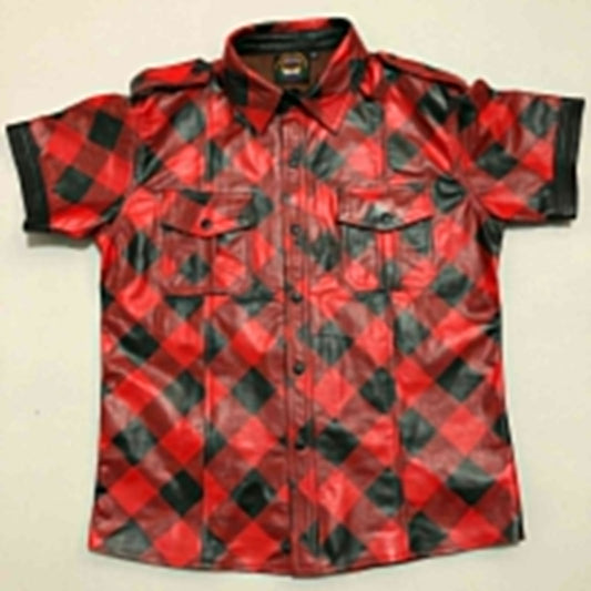 Red Fannel Cow Leather Shirt
