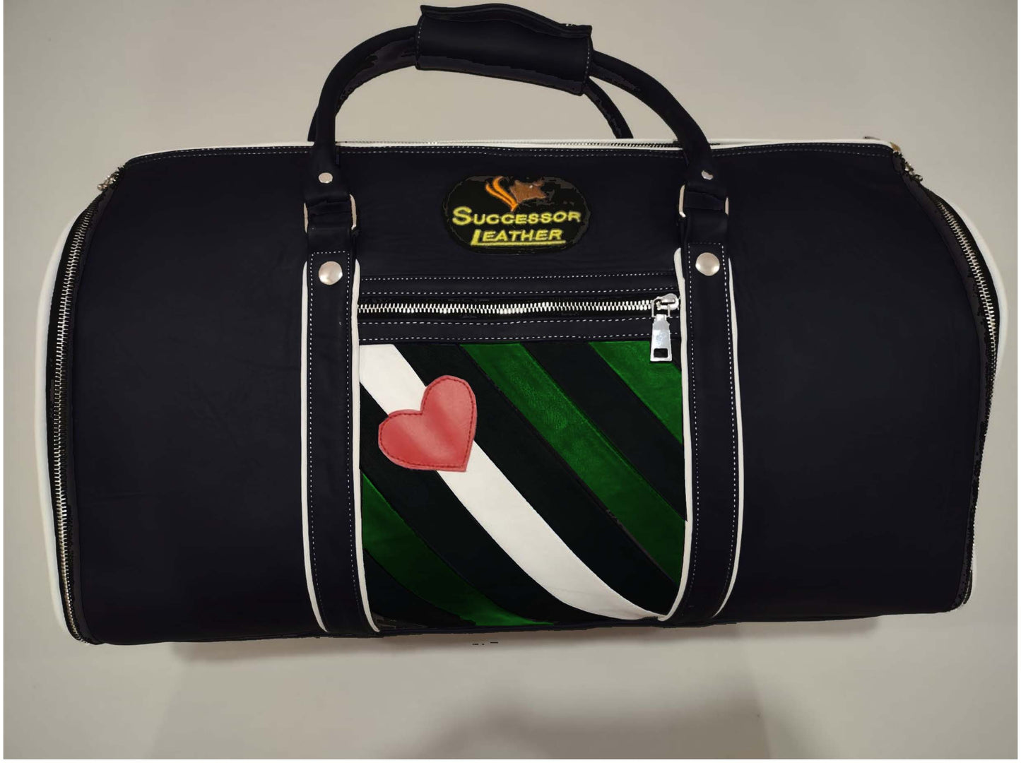 COW LEATHER DUFFLE BAG WITH BOY FLAG