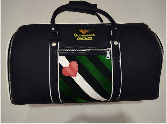 COW LEATHER DUFFLE BAG WITH BOY FLAG