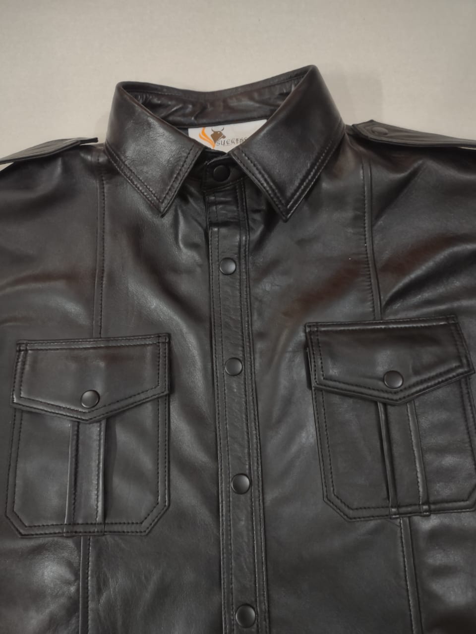 LEATHER BLACK SHIRT IN LAMBSKIN