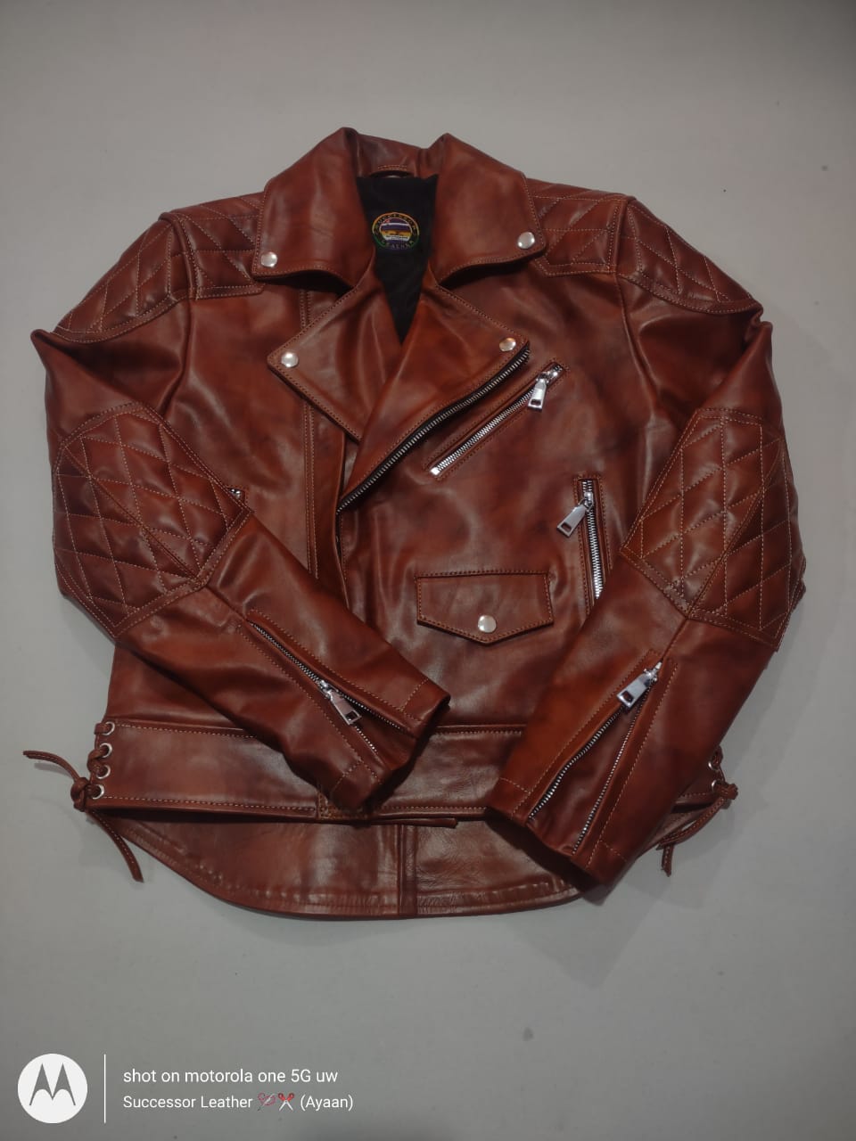 LEATHER MOTOR BIKER JACKET IN COW HIDE