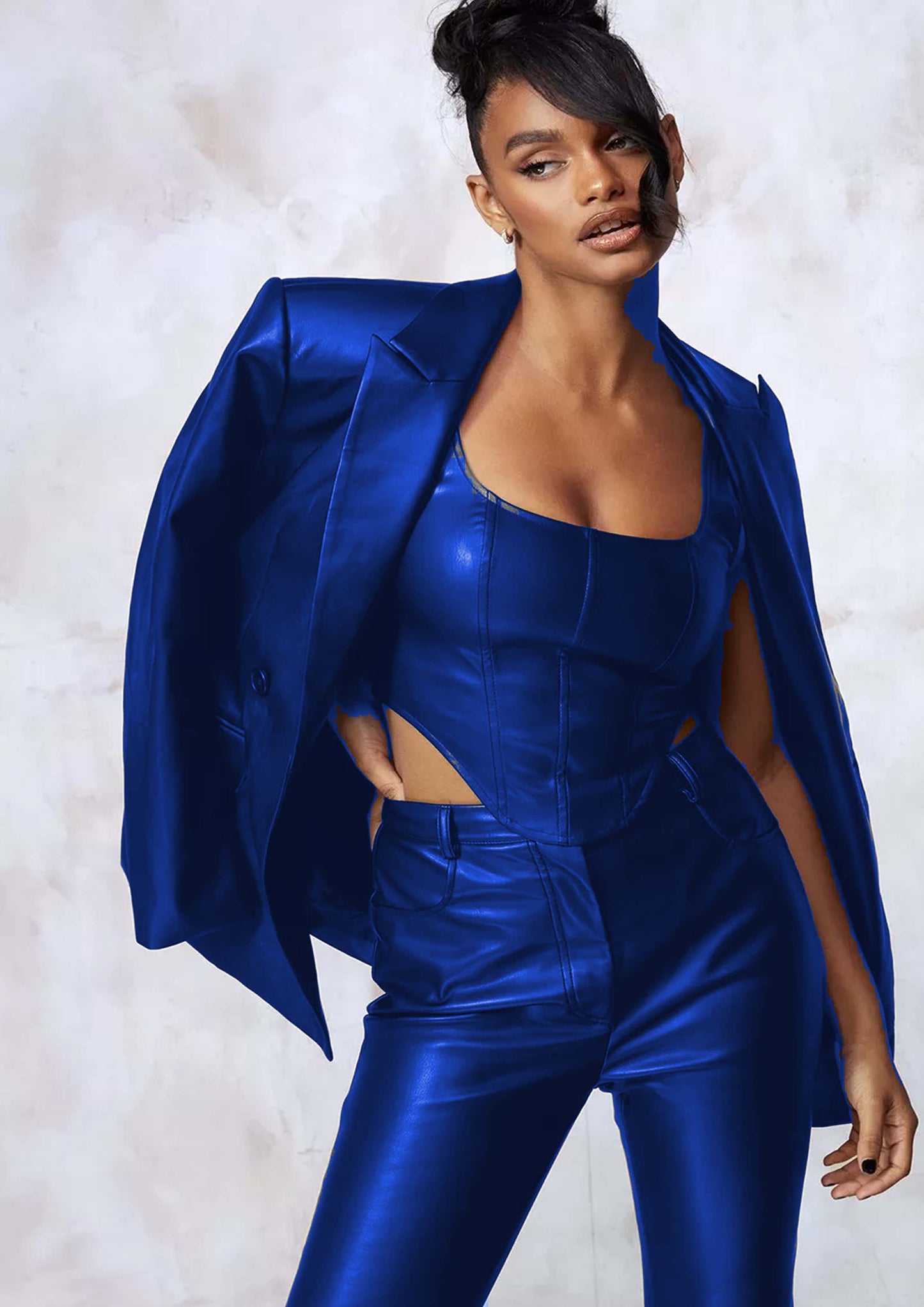 Women Leather Jacket, Top and Pant