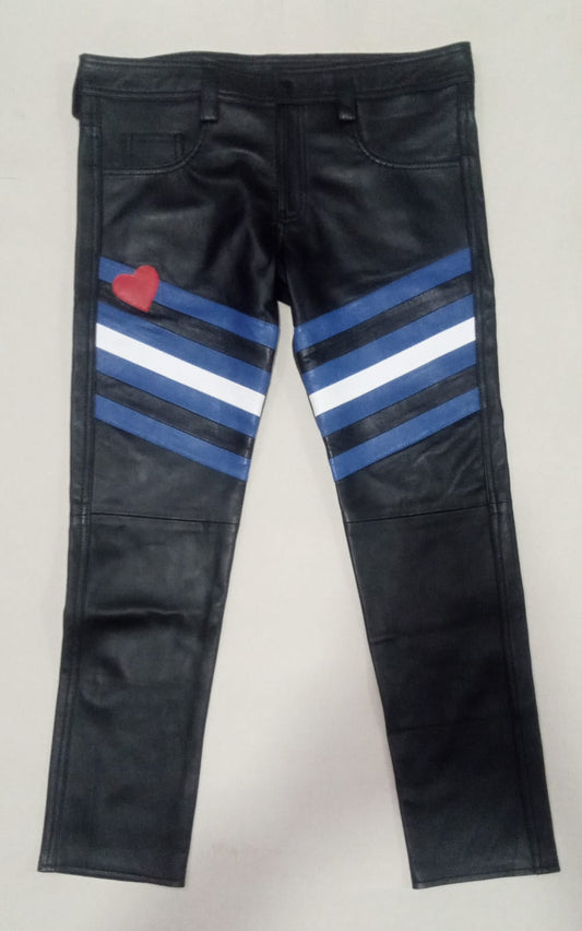 LEATHER 501 JEANS STYLE PANT WITH PRIDE FLAG