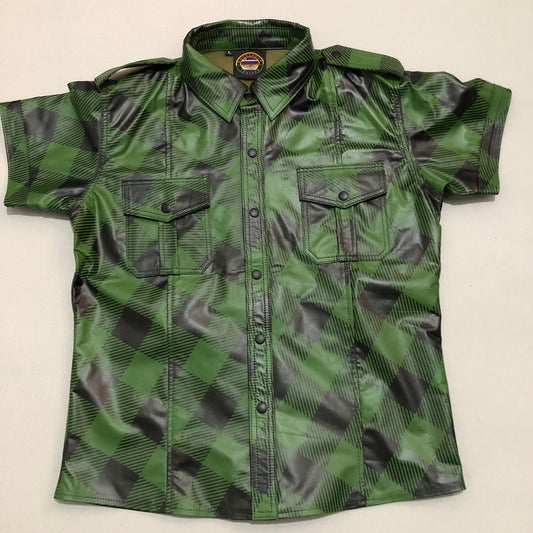 Green Fannel Cow Leather Shirt