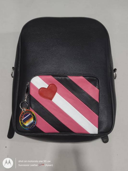 LEATHER BACKPACK WITH GIRL PRIDE LOOK