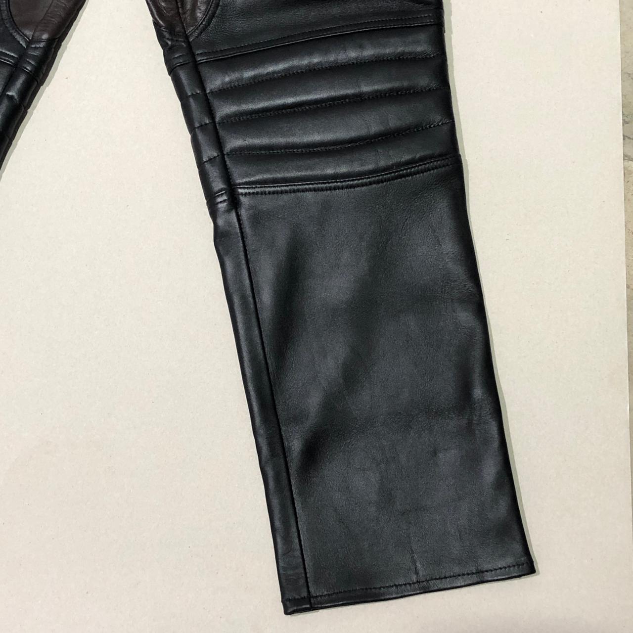 SUCCESSOR LEATHER BLACK LAMB LEATHER MOTOR BIKER PANT
