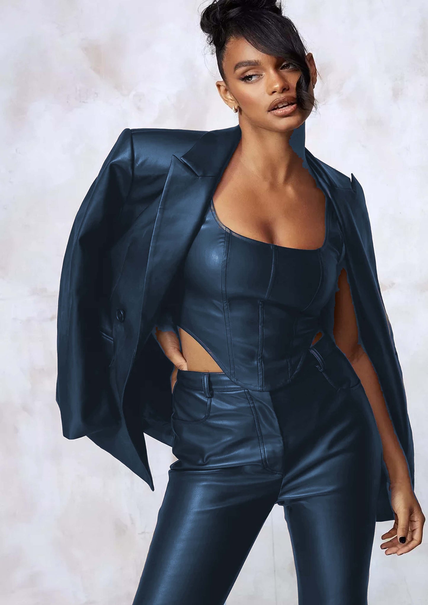 Women Leather Jacket, Top and Pant