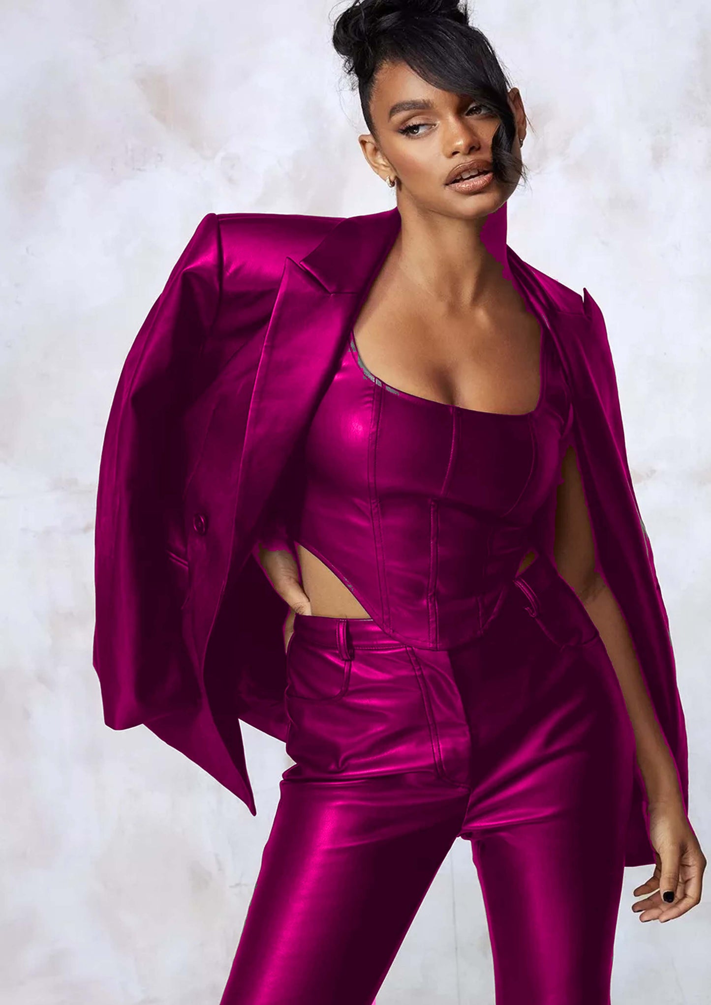Women Leather Jacket, Top and Pant