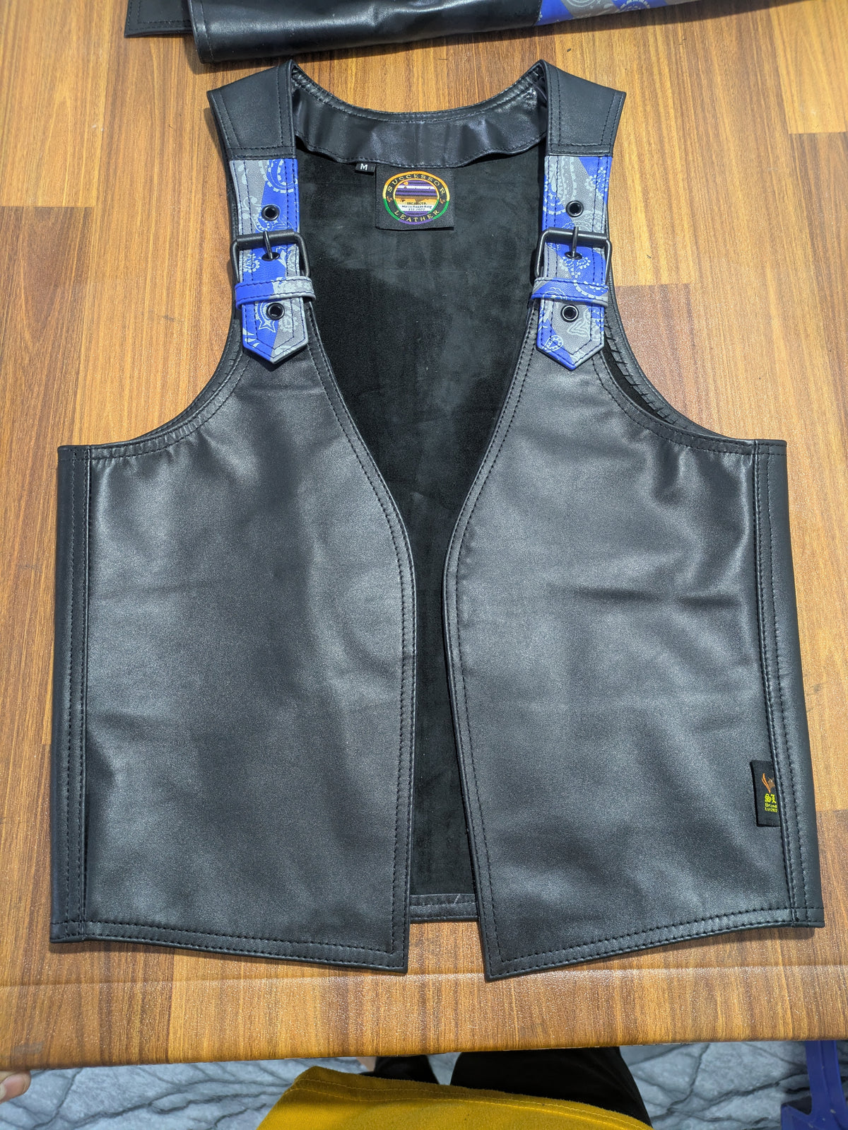 SUCCESSOR LEATHER Custom made Buckle vest with Custom print.